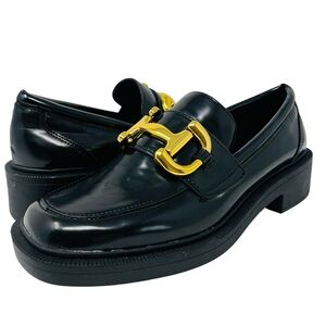 ASOS Black Loafers with Gold Accent